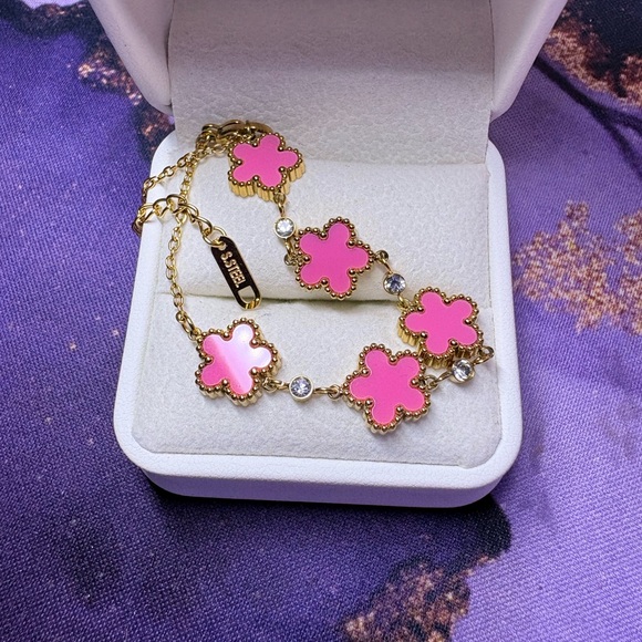BVLGARI Jewelry - Pink and Gold Floral Clover Bracelet
